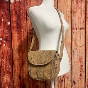 Cork Design small crossbody bag magnetic flap closure adjustable strap